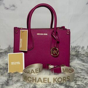 NWT Michael Kors Maple Small Leather Shoulder Satchel Crossbody - Fuchsia